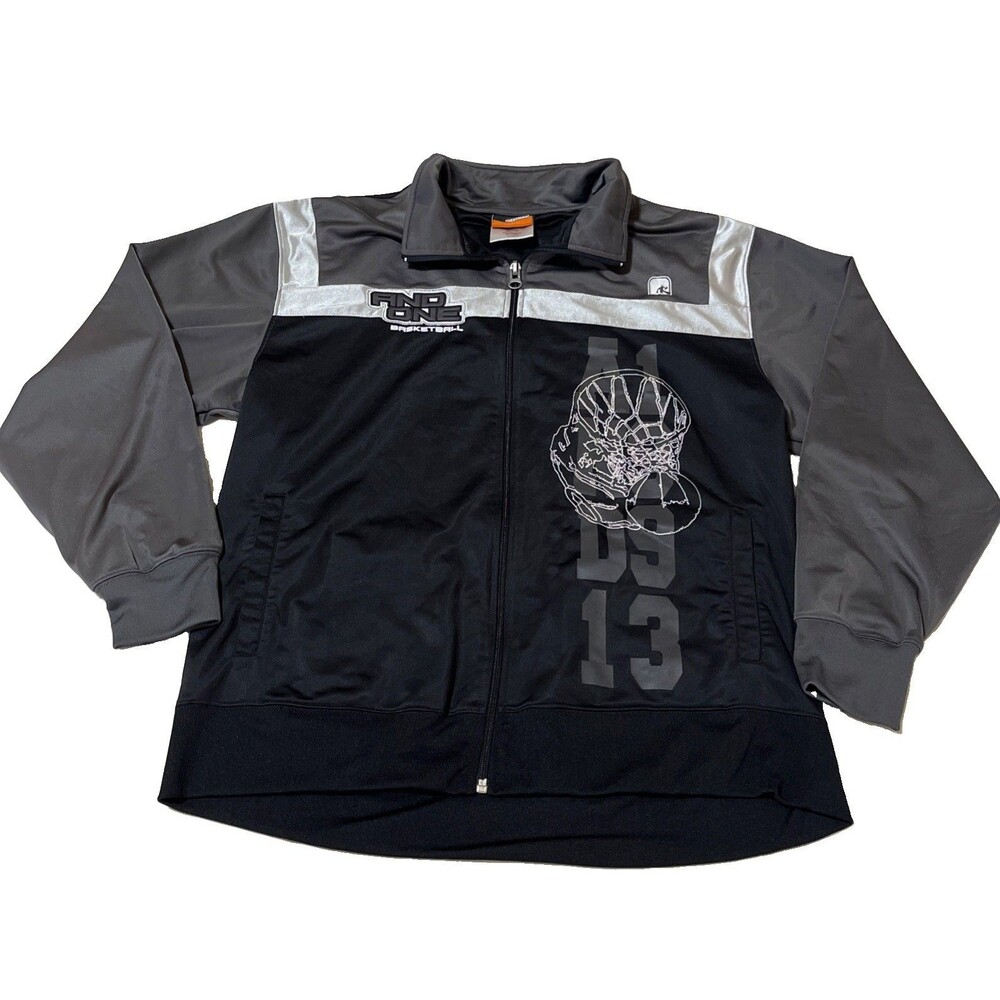 And1 Men’s Basketball Jacket Size XL Black Gray Zip Up